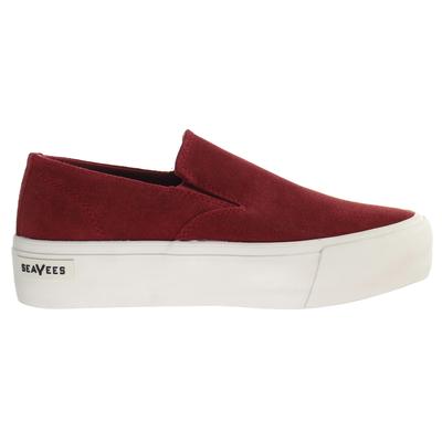 Seavees Baja Slip auf Red Dahilia Wildleder Plattform Schuh rote Frauenschuhe Image