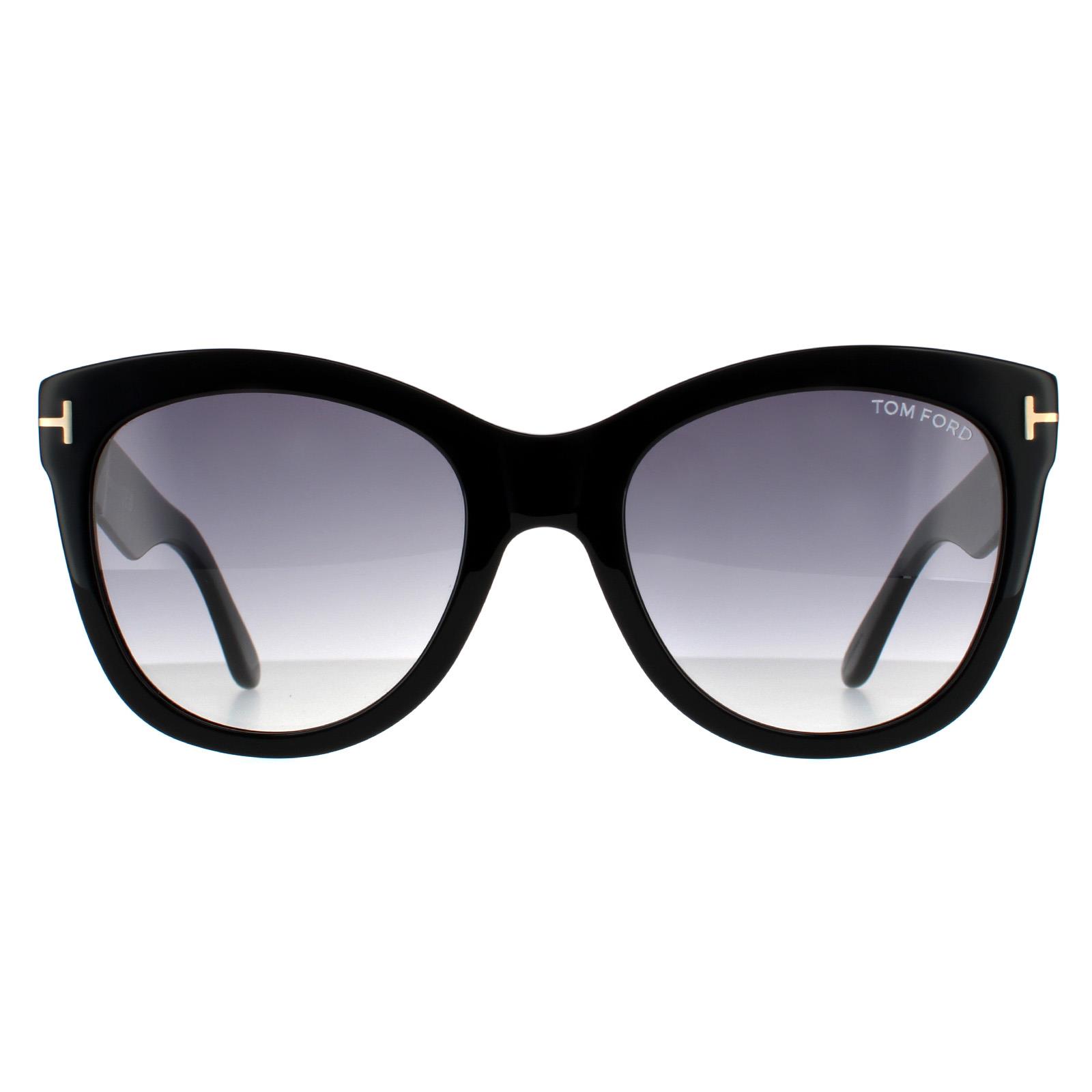 Tom Ford Cat Eye Womens Glänzend Schwarz Rauch Verlauf Image