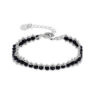 Luxenter 925 Sterling Silber Armband mit rhodiniertem schwarzem Kristall - Lailai