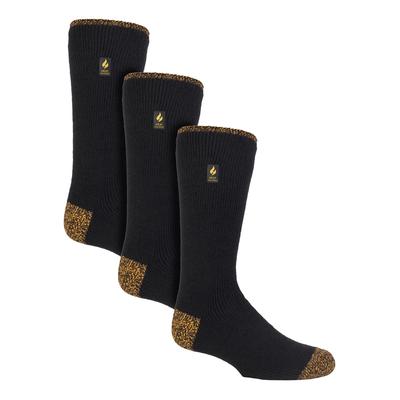 3 Paar Multipack Mens Long Thermal Work Socks | Heat Holders | Thick Knee High Heavy Duty Boot Socks - Black