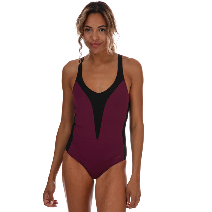 Speedo Sculpture OpalLux Damen Badeanzug in Lila schwarz Image