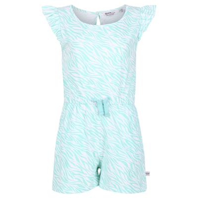 Regatta Girls Dasie Zebra Print Ruffle Playsuit (Aruba Blau)