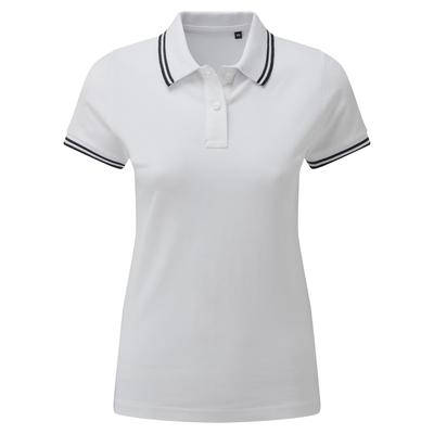 Asquith & Fox - Polo-Shirt mit kurzen Ärmeln - Damen (Weiß / Marineblau) Image