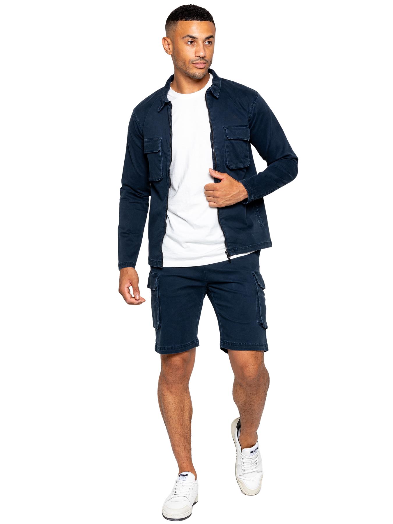 Enzo | Herren Cargo-Trainingsanzug mit Shorts Set - Navy Image