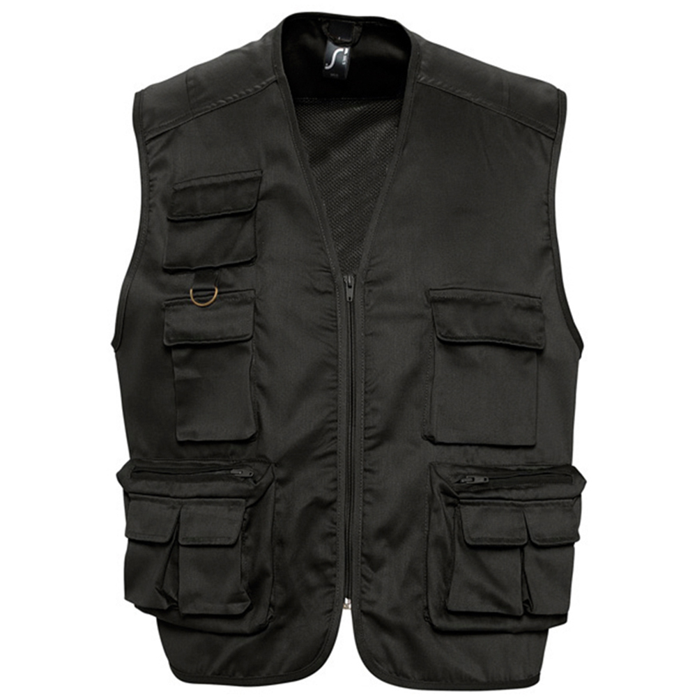 SOLS Wild Unisex Weste mit durchgehendem Reißverschluss Bodywarmer Jacke (Schwarz)