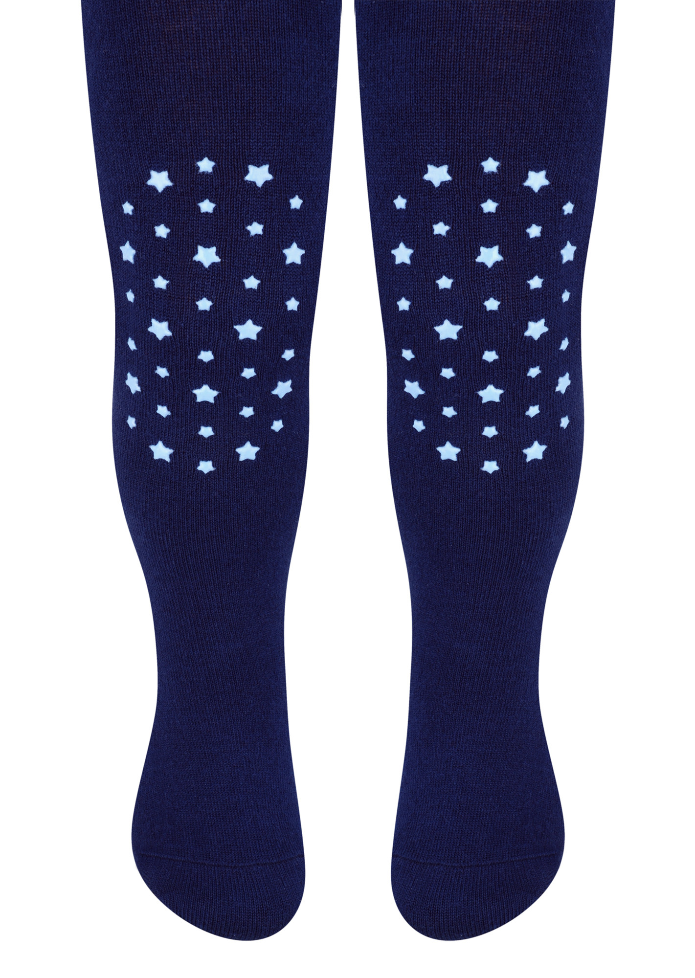 Baby Strumpfhose mit Griffen | Steven | Weiche Anti-Rutsch-Strumpfhose aus Baumwolle mit Mustern - Sterne (Navy)