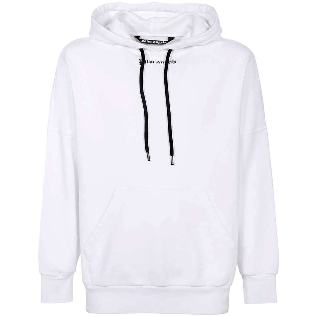 Palm Angels Klassisches Logo Weißer Hoodie in Übergröße
