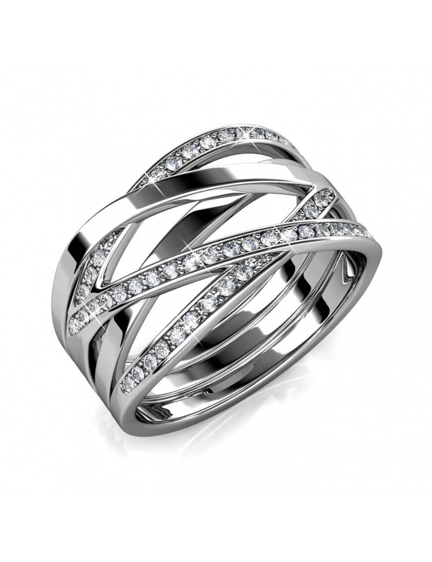 Criss Cross Ring - Silber und Kristall Image