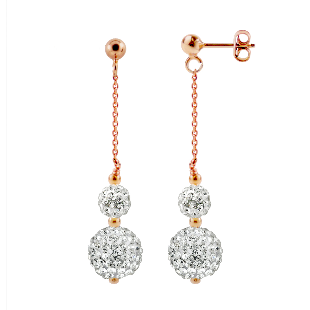 DIADEMA - Ohrringe Pinky Gold - Kristall Weiß - Kollektion Crystal Pearl