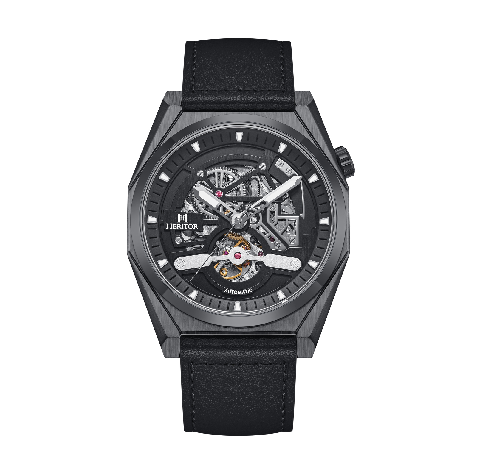 Montre automatique Heritor Amadeus semi-squelette avec bracelet en cuir Image