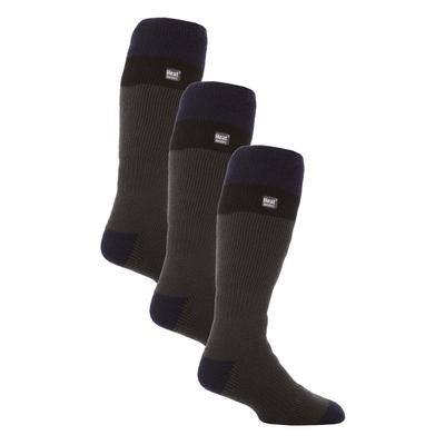 Thermische gestreifte Skisocken für Männer | Hochwertige Wärmespeicher Extra lange Socken - Grau / Schwarz Image