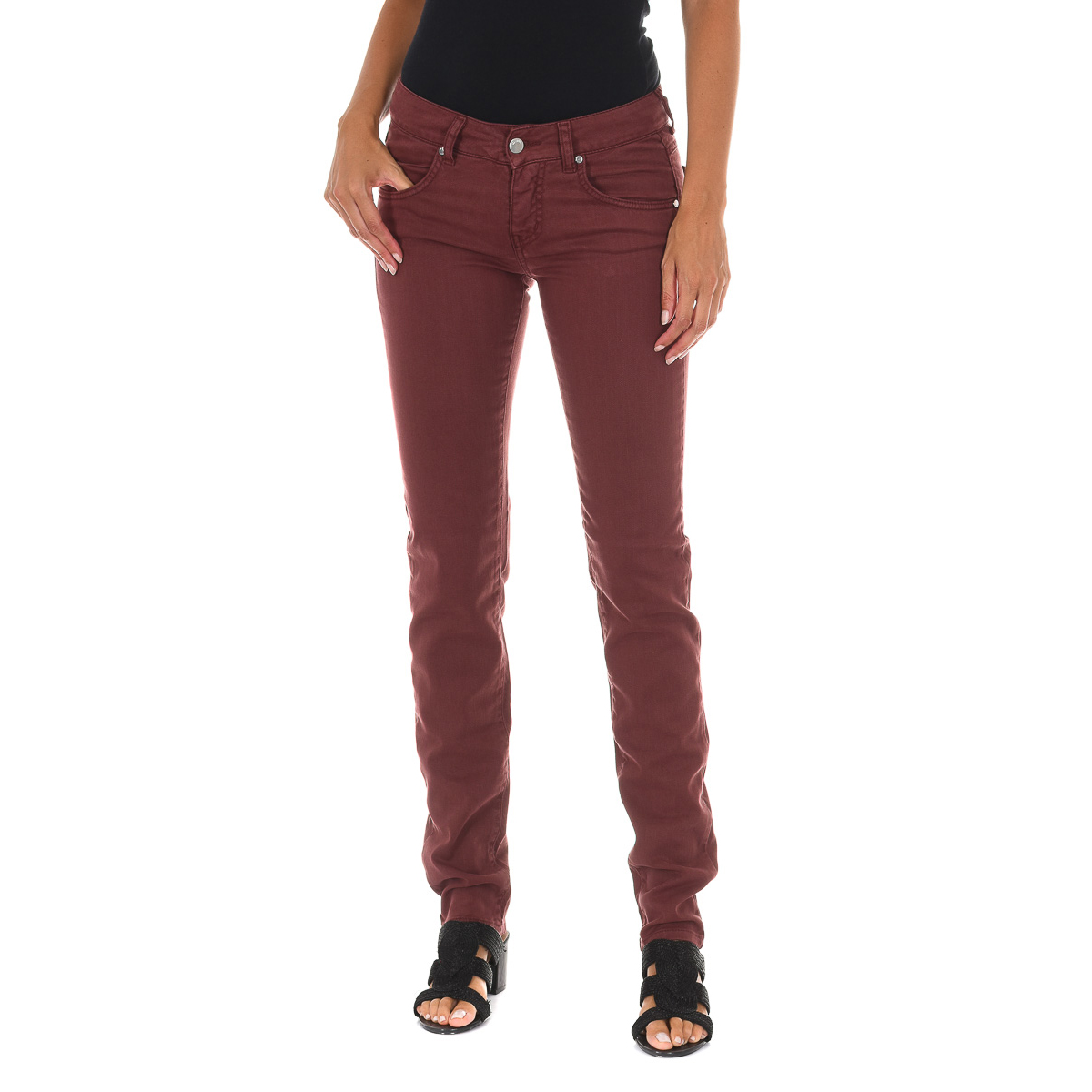 Lange Jeanshose mit schmal geschnittenem Saum 10DBF0475-B088 woman Image