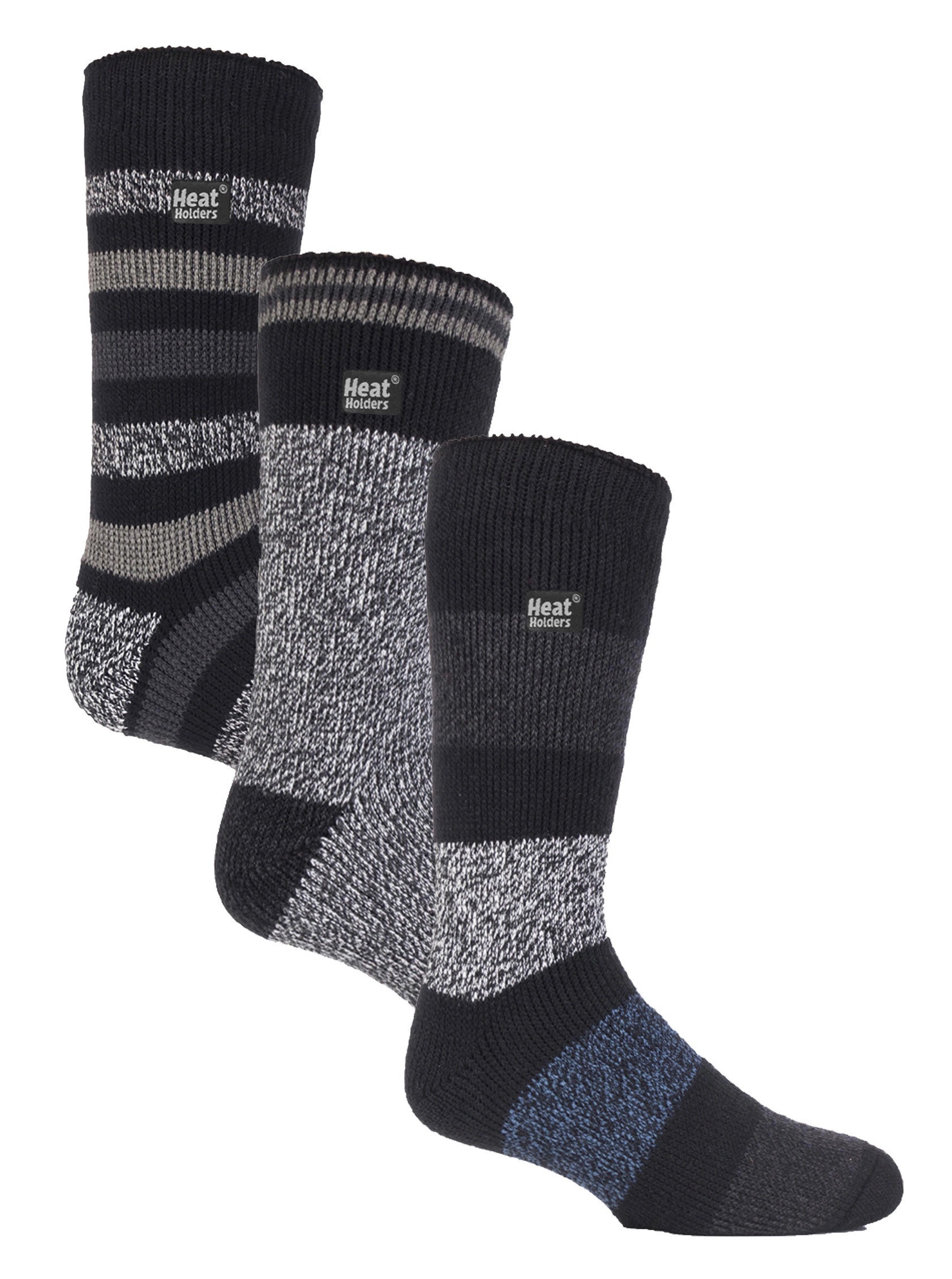 HEAT HOLDERS - 3er Pack Multipack Herren Thermosocken für den Winter - Block Stripe