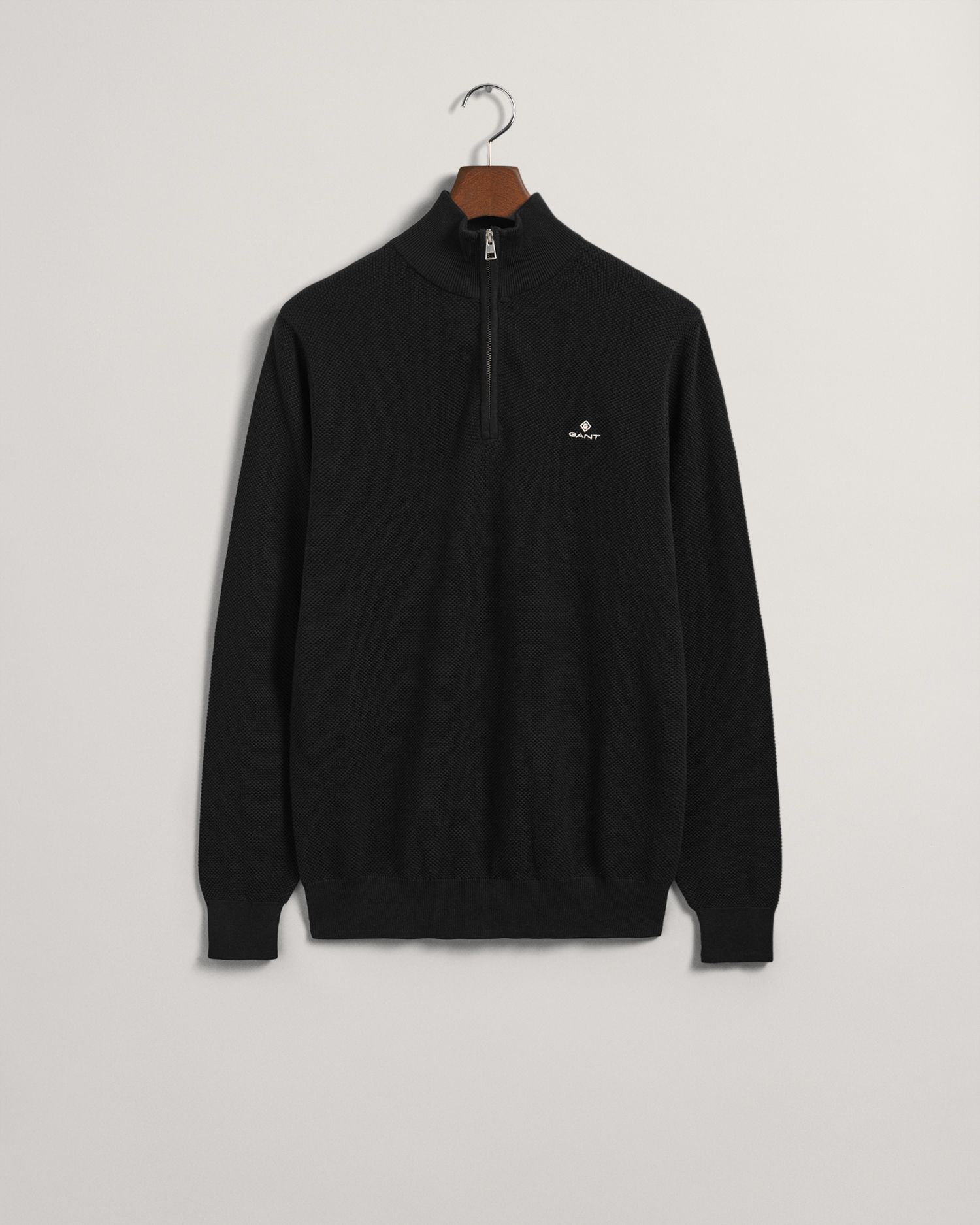 Herren Gant Baumwoll-Piqué Halbzip-Sweatshirt in Schwarz