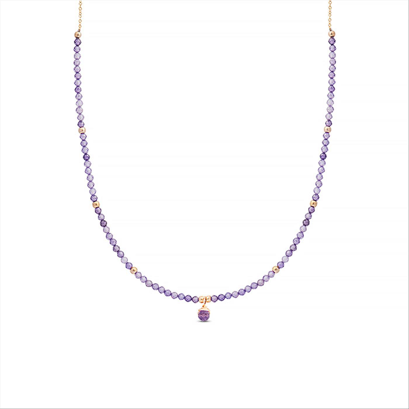Halskette Luxenter, Athat aus Metalllegierung und Amethystzirkonia mit 18K vergoldetem Finish Image