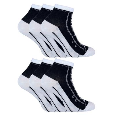6 Paar Multipack Socken, die wie Schuhe aussehen | Socken Snob | Neuheit lustig Lace Up Converse Socken - schwarz Image