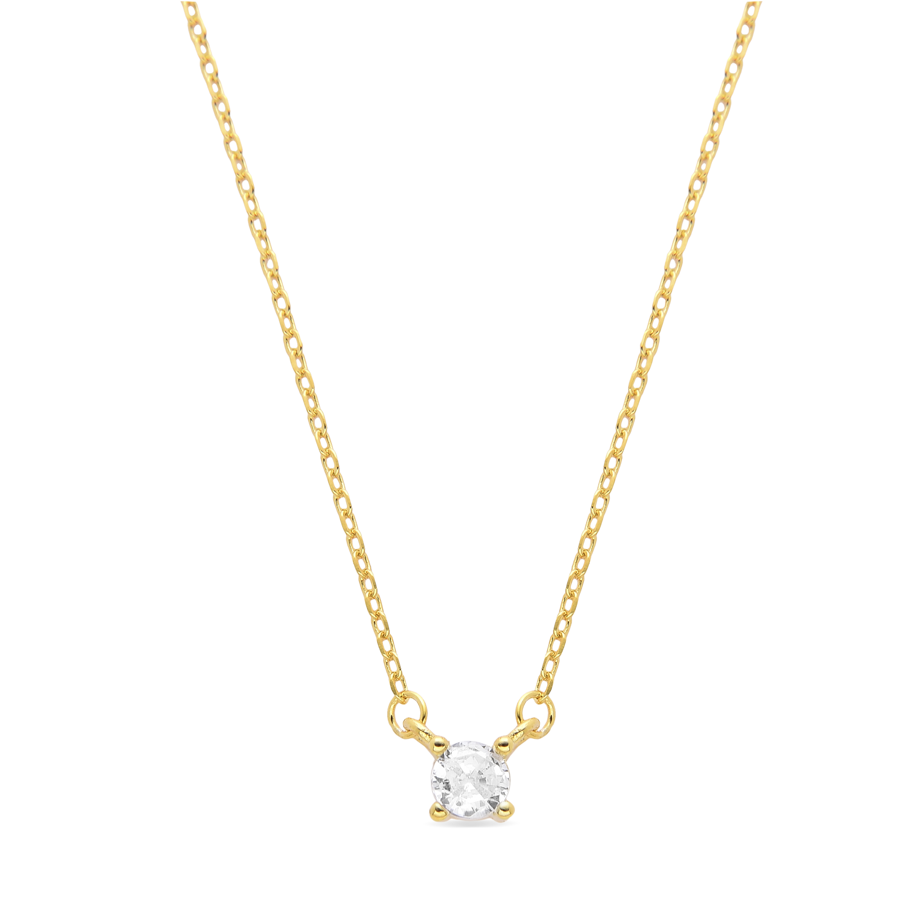 Luxenter Sterling Silber 925 Halskette mit glänzenden 18K Gelbgold Finish Zirkonia - Keval Image