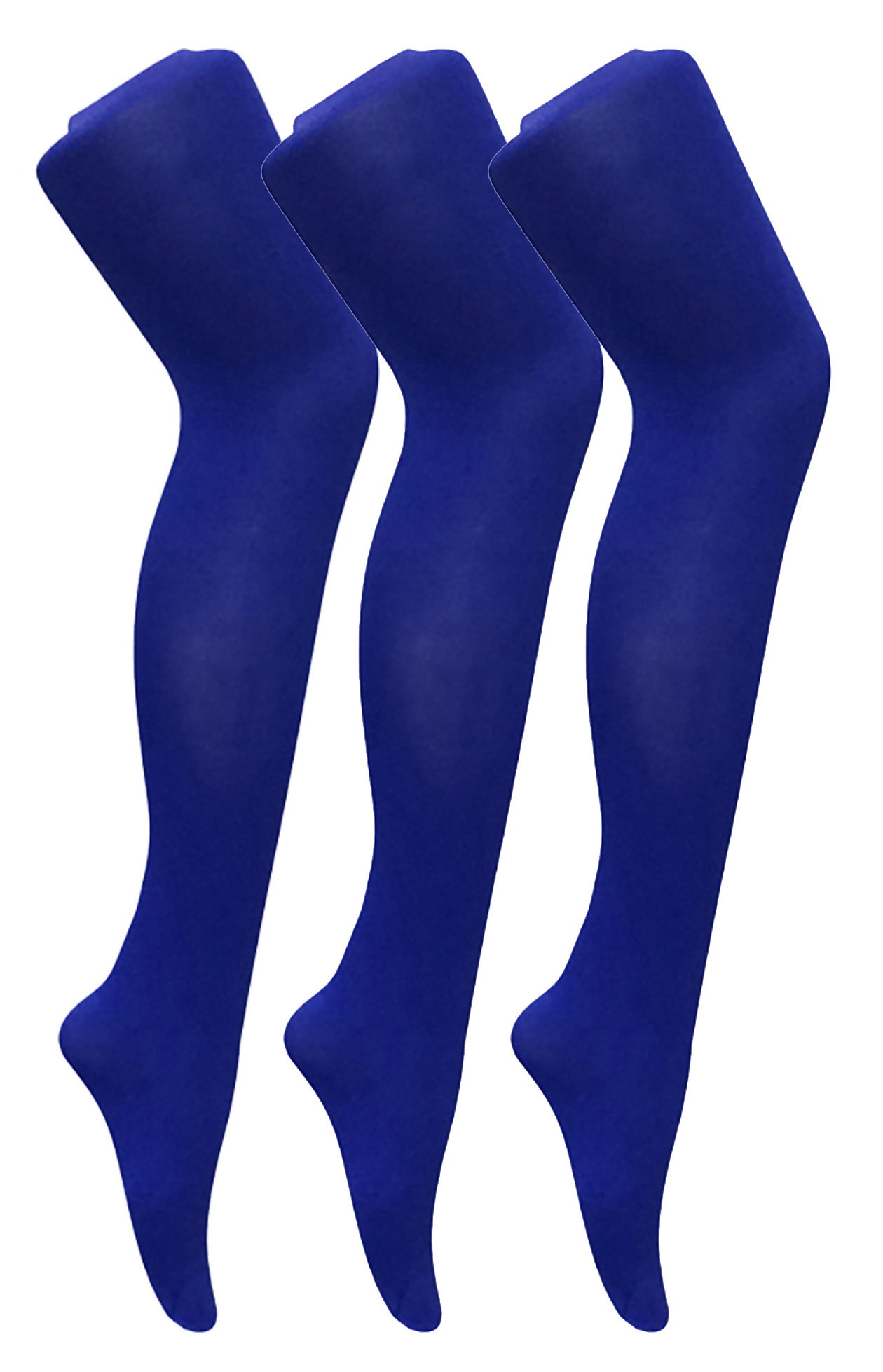 3 Paar Multipack Damen farbige undurchsichtige 80 Denier Strumpfhosen | Socken Snob | einfarbige Block Farbe Strumpfhosen - Colbalt Blau Image
