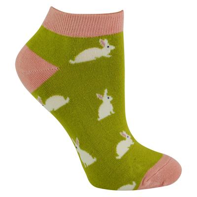 Damen Bambus Trainer Socken | Miss Sparrow | Atmungsaktive Low Cut Socken für Frauen - Kaninchen (Lime) Image