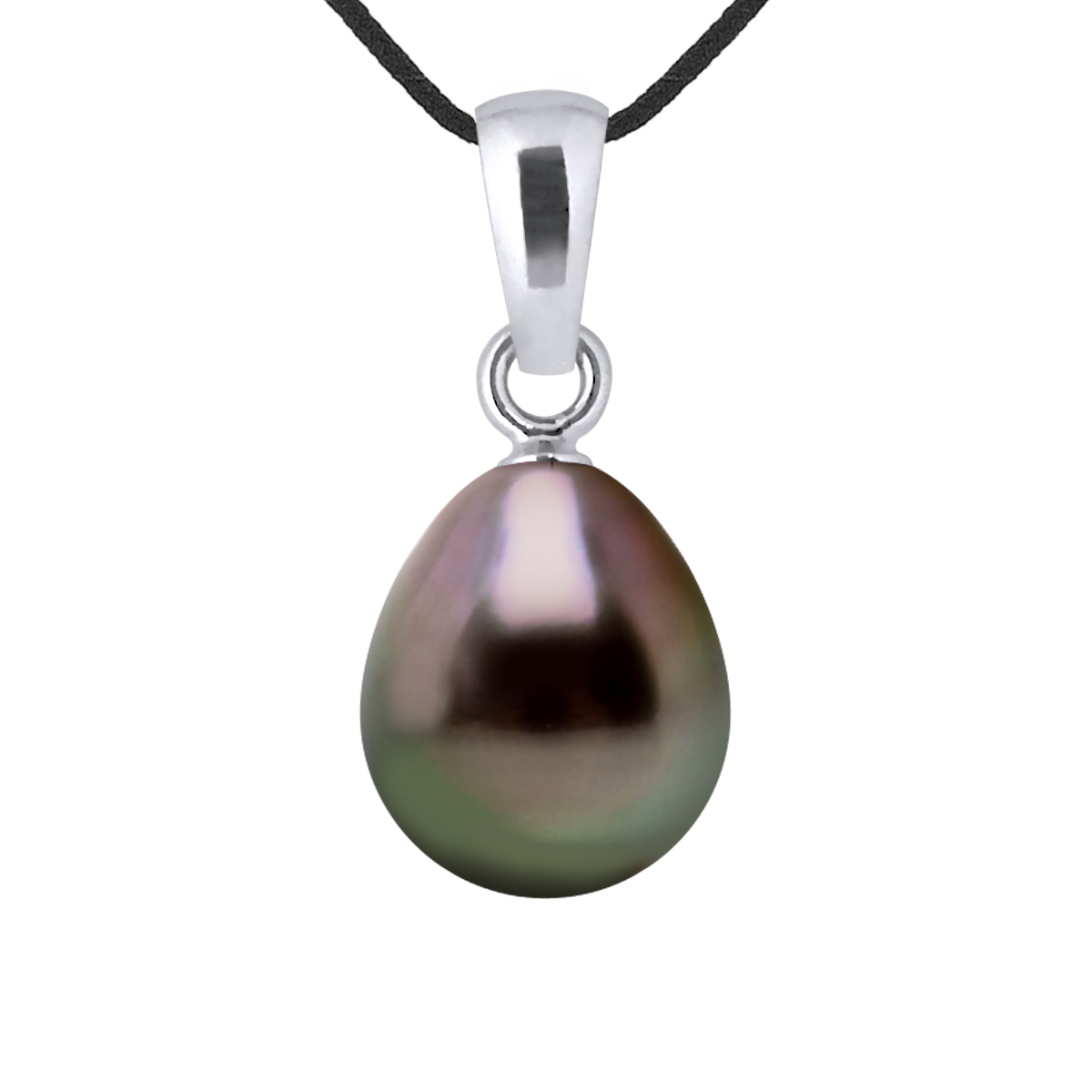 DIADEMA - Halskette - Liebesband - Schwarzes Nylon - Silber - Tahiti-Perle Image