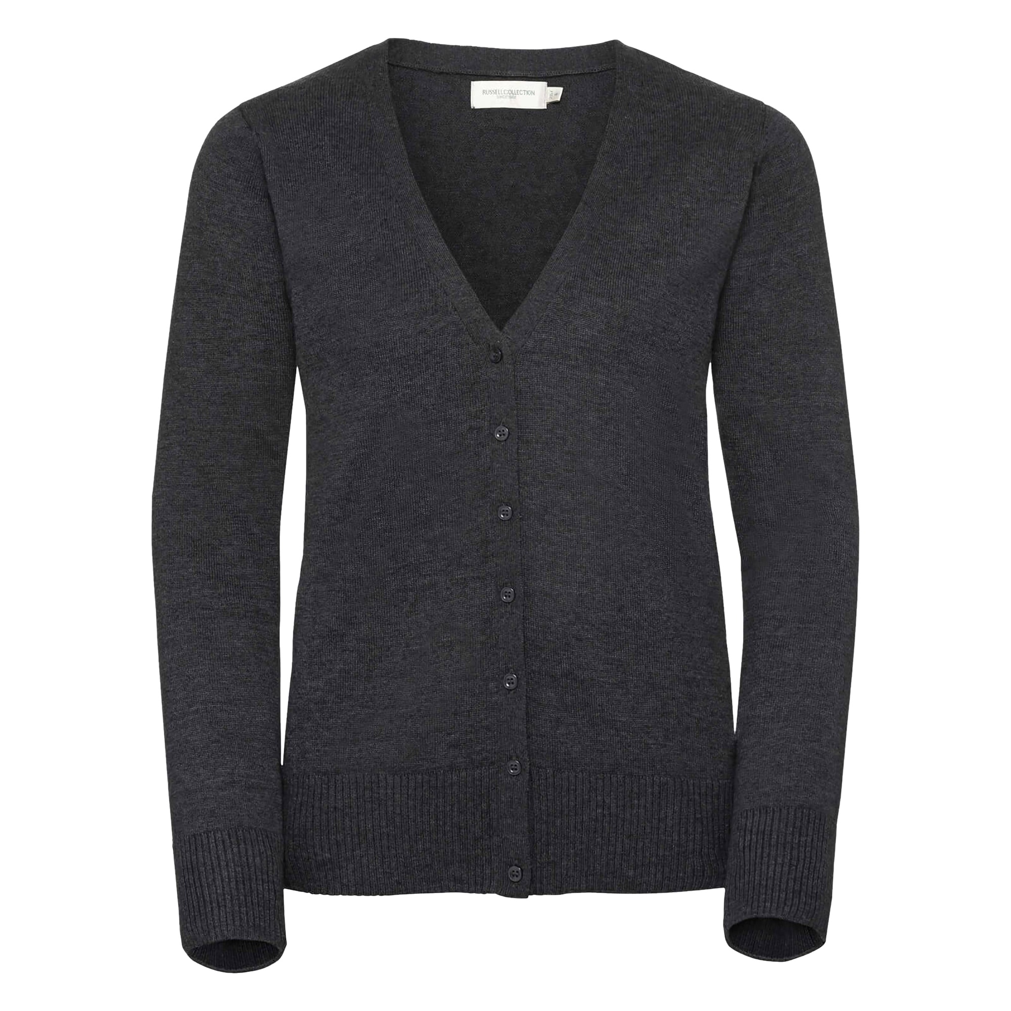 Russell Collection Damen/Damen Strickjacke mit V-Ausschnitt (Charcoal Marl) Image