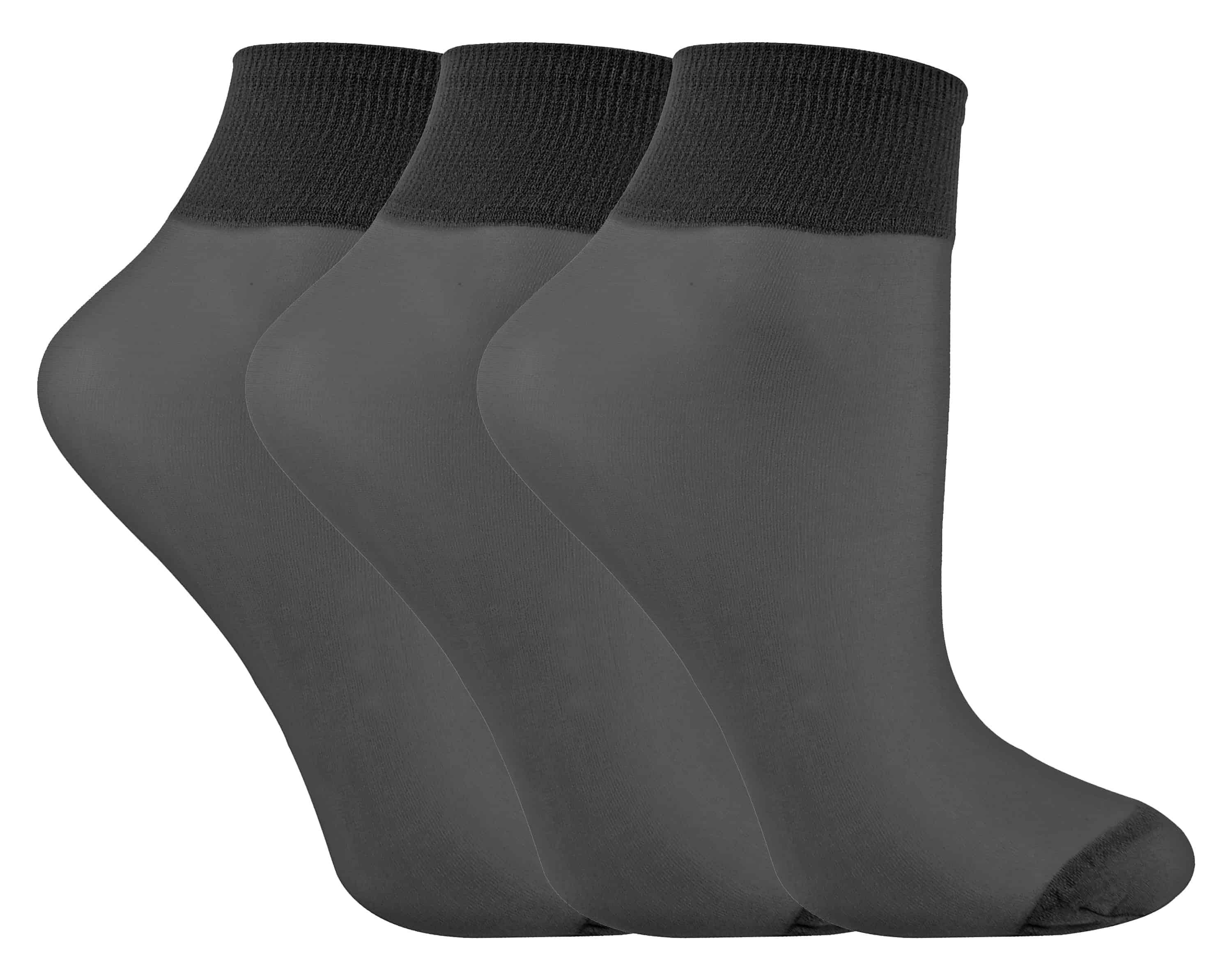LIVIA 3 Paar transparente knöchelhohe Pop-Socken aus 15-Denier-Nylon für Damen Image