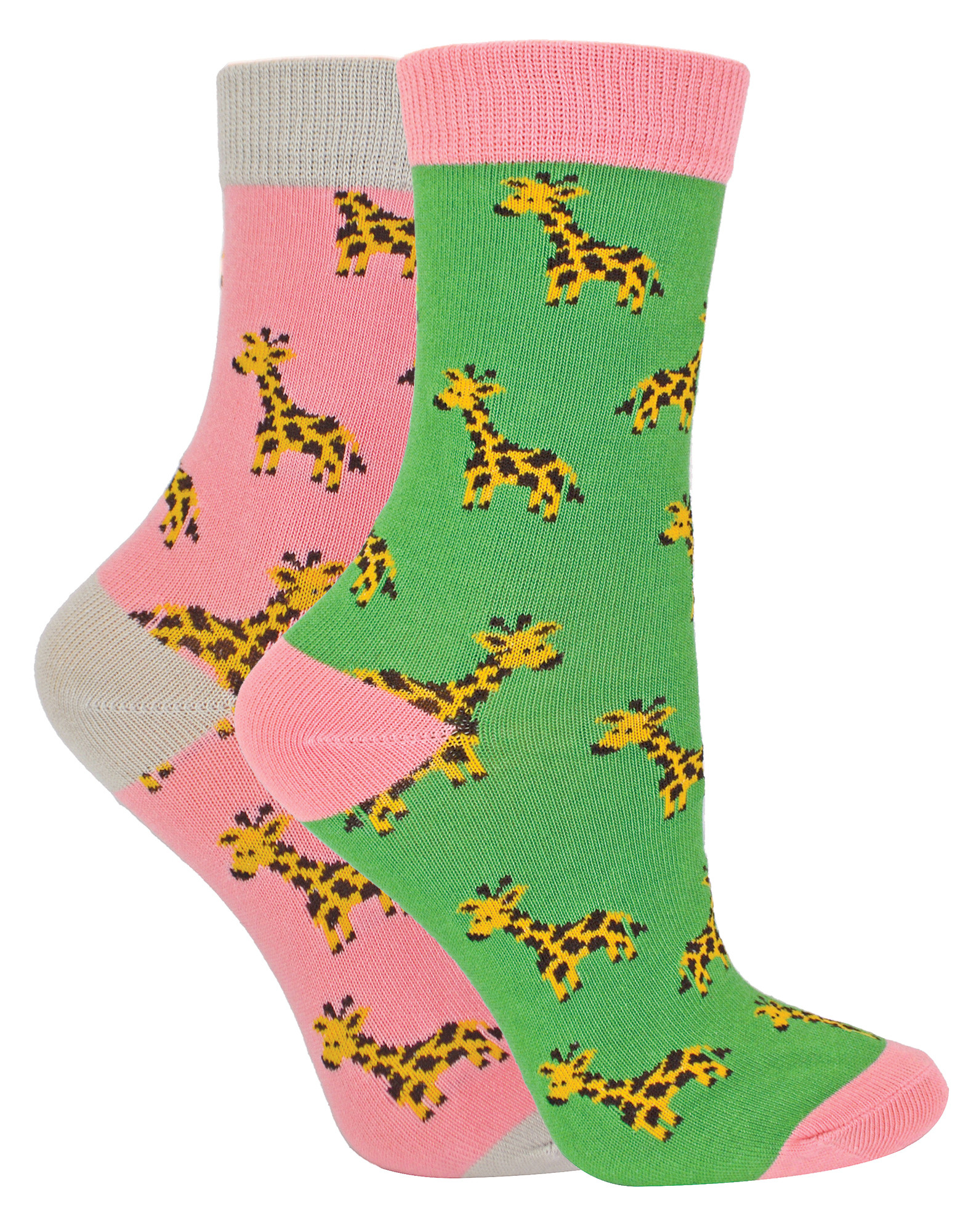 Miss Sparrow - 2er-Pack Mädchen Bambus Tier gemusterte Socken - Giraffen Image