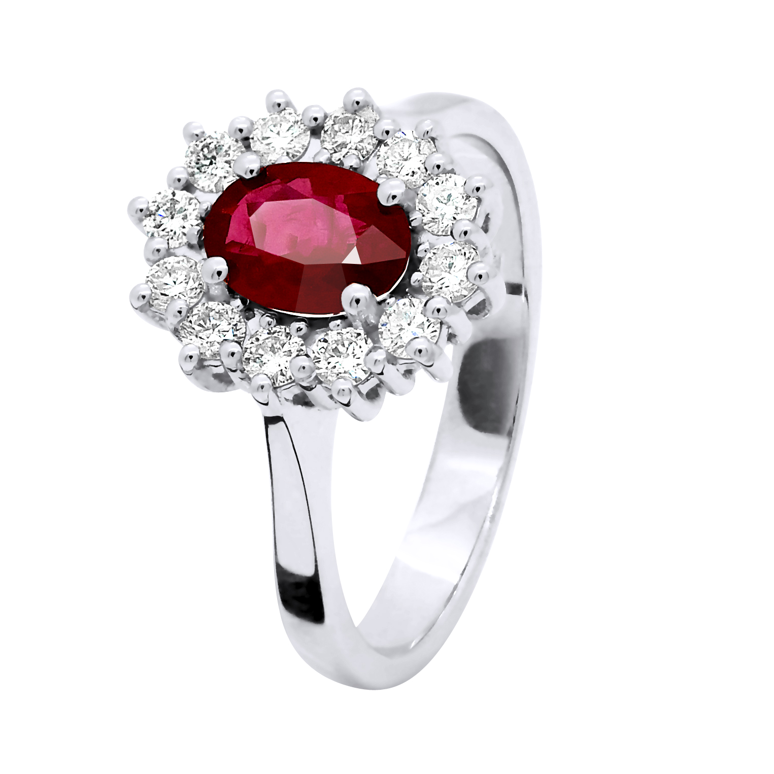 DIADEMA - Ring - Rubin umgeben von Diamanten - Weißgold Image