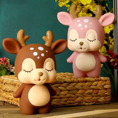 Cartoon Cute Deer Shape Piggy Bank Coin Storage Container Money Jar Coins Money Box Large Savings