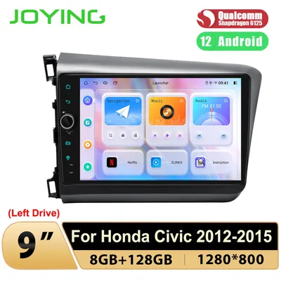 JOYING Left Drive 9"Android 12.0 Autoradio Car Stereo Radio Built-In DSP HDMI For Honda Civic 2012