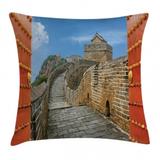 Great Wall of China Throw Pillow Cushion Cover Majestic Cultural Defensive Longest Architecture of Silk Road Tower Image Decorative Square Accent Pillow Case 24 X 24 Inches Multi by Ambesonne