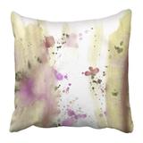 BPBOP Colorful Abstract Hand Watercolor Wash Yellow Green Lilac Pink Purple White Brush Bright Wet Color Pillowcase 16x16 inch