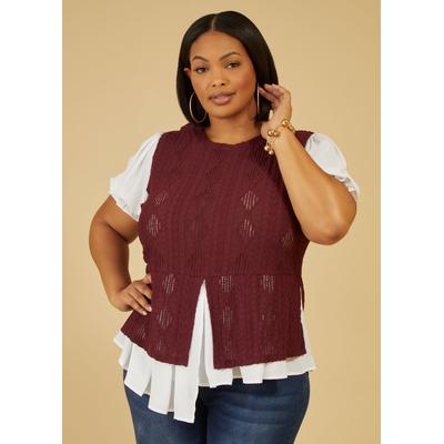 Plus Size Layered Textured Knit Top