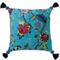 Paoletti Tree of Life Chinoiserie Floral Tasselled Cushion Cover - Blue Cotton - One Size | Paoletti Sale | Discount Designer Brands