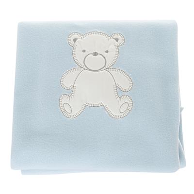 Babidu Baby Unisex Embroidered Blanket on the Front 285 for - Blue Cotton - One Size | Babidu Sale | Discount Designer Brands