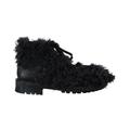 Dolce & Gabbana Mens Black Leather Combat Shearling Boots Shoes - Size EU 42 | Dolce & Gabbana Sale | Discount Designer Brands