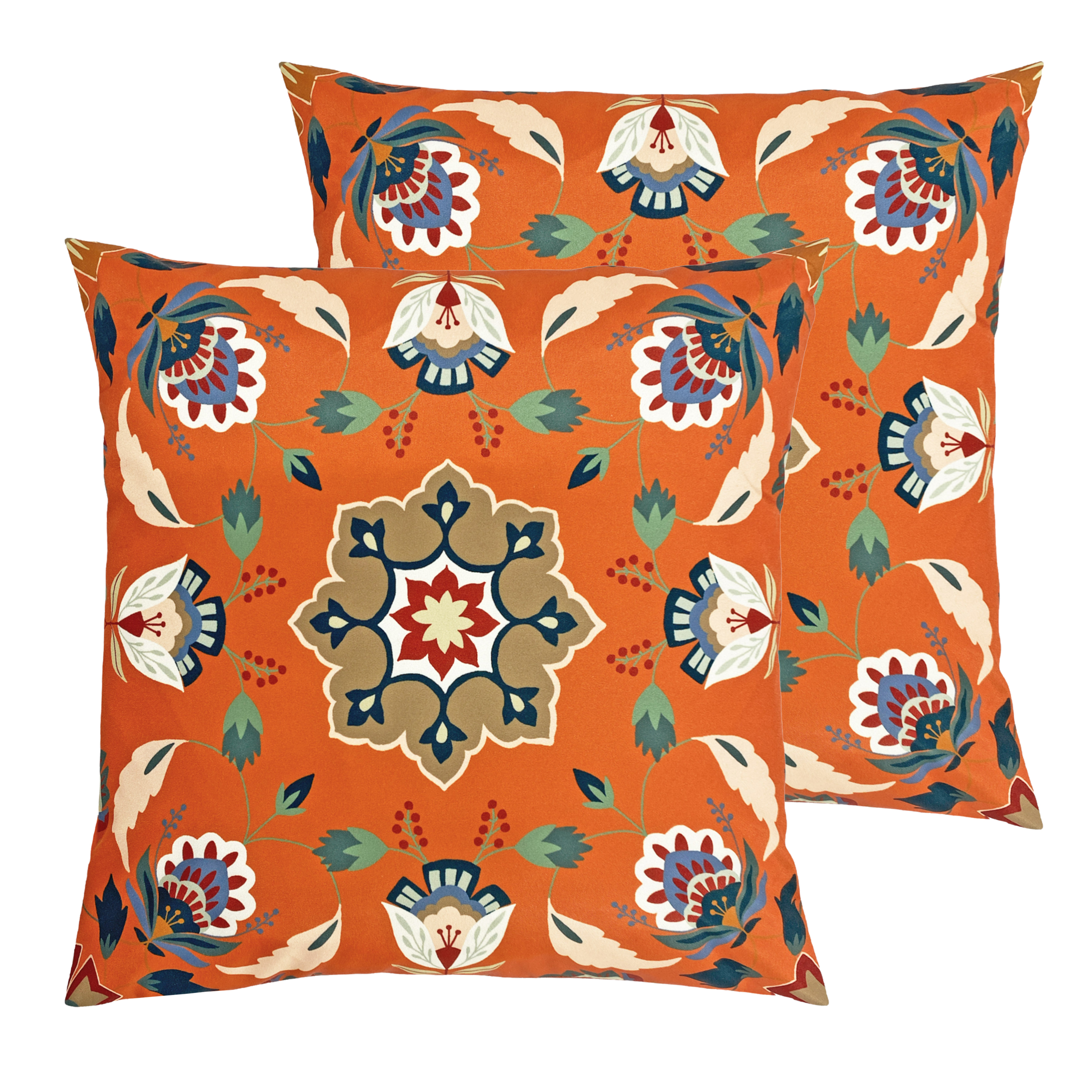 furn. Folk Flora Outdoor Cushions (twin Pack) - Orange - One Size | furn. Sale | Discount Designer Brands