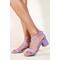 Where's That From Womens 'Amber' Strappy Mid High Block Heels Peep Toe - Lilac - Size UK 4 | Where's That From Sale | Discount Designer Brands