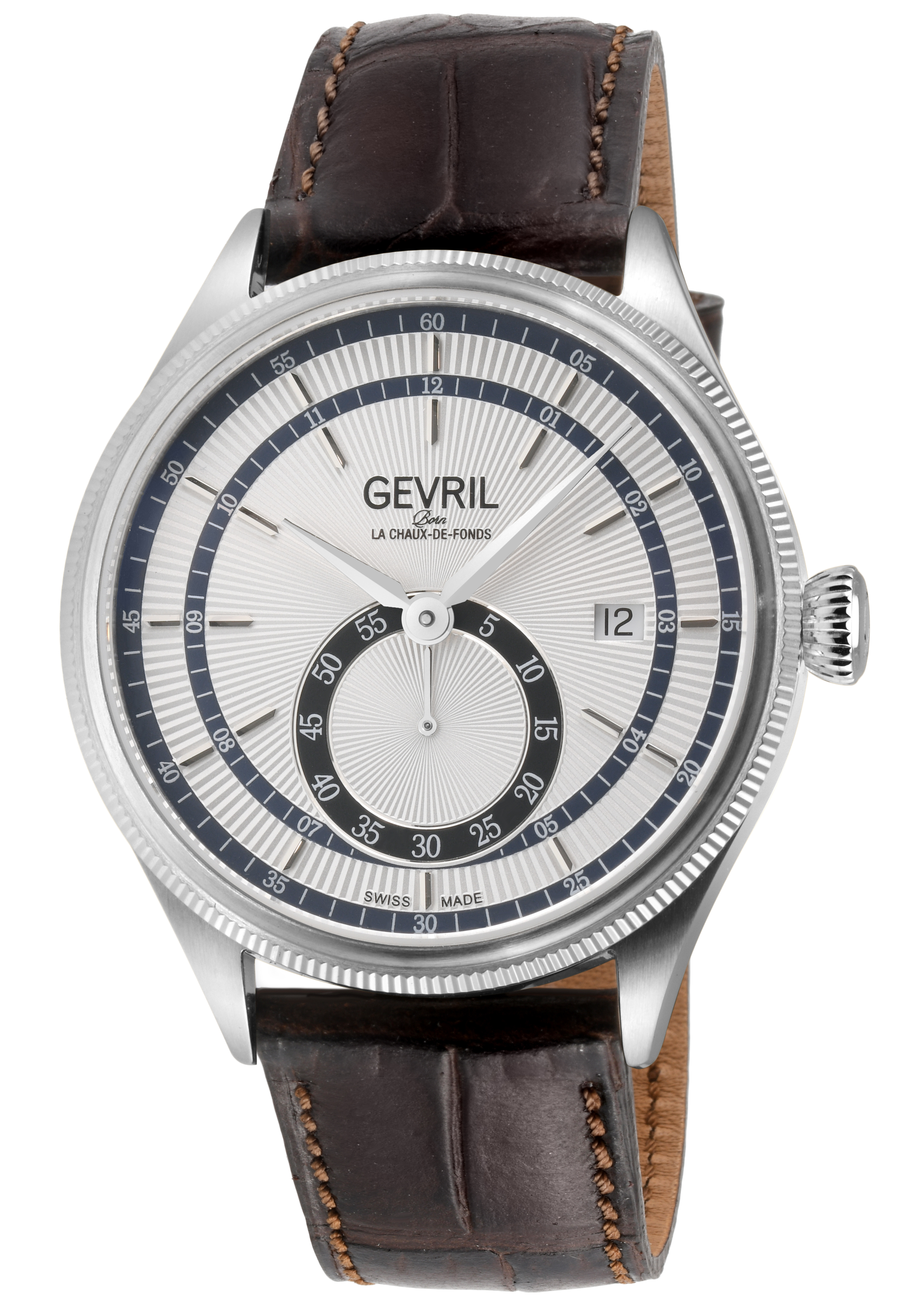 Gevril Mens Empire Italian Handmade Brown Leather Swiss Automatic ETA 2895 Watch - One Size | Gevril Sale | Discount Designer Brands