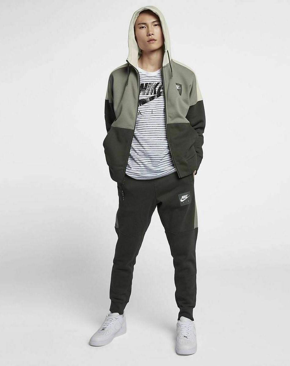 Nike Air Mens Zip Through Tracksuit Set Olive Green Fleece - Size Small | Nike Sale | Discount Designer Brands