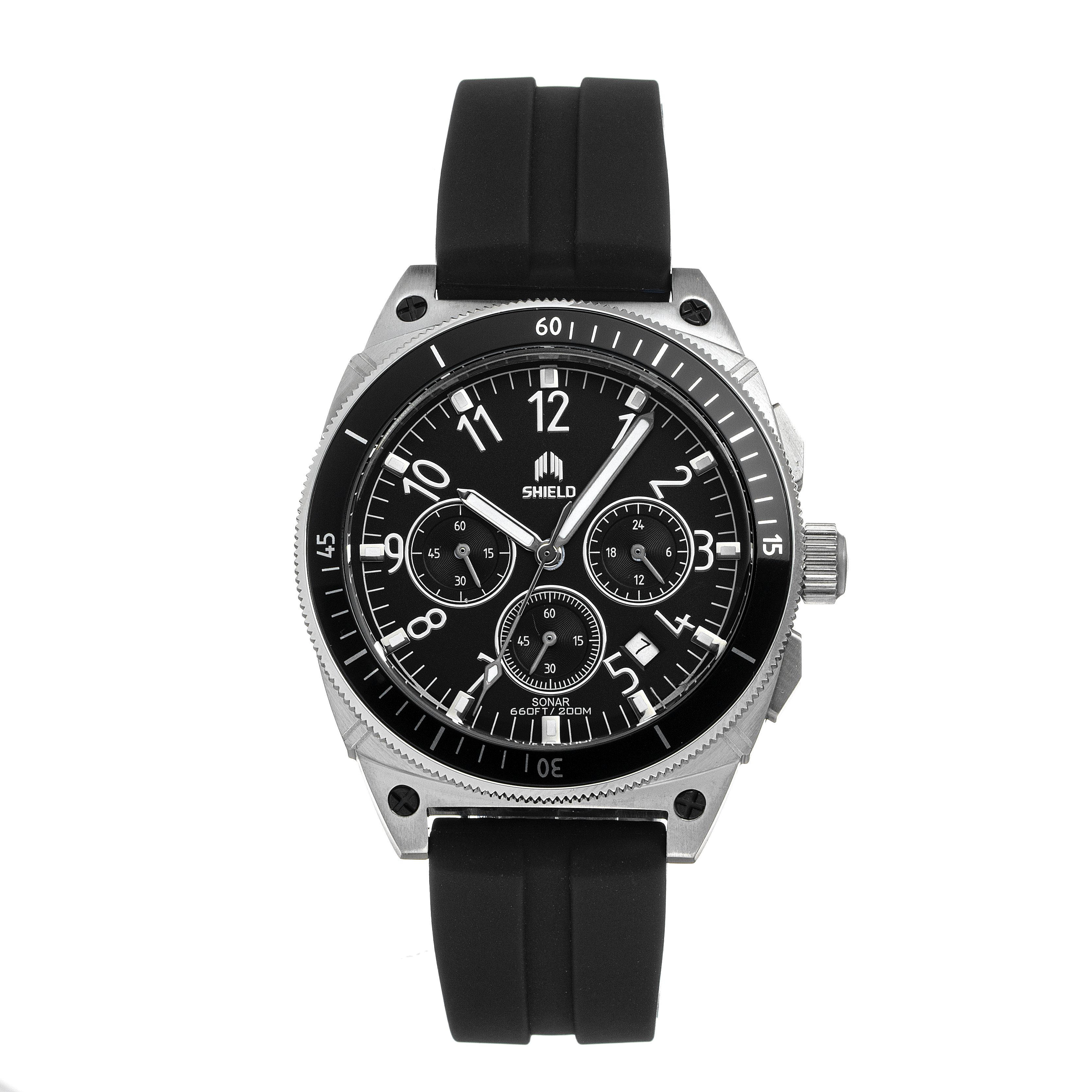 Shield Mens Sonar Chronograph Strap Watch W/date - Silver Stainless Steel - One Size | Shield Sale | Discount Designer Brands