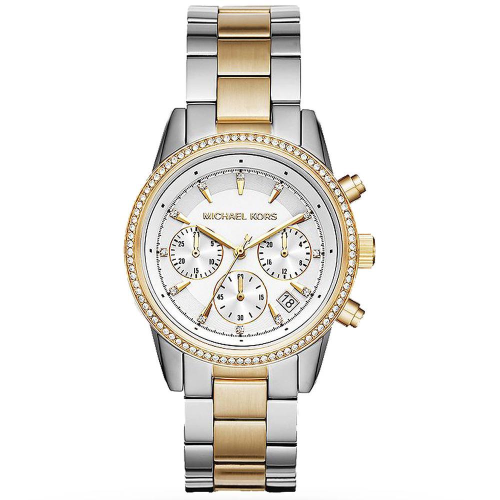 Michael Kors Womens Ladies' Ritz Watch MK6474 - Gold/grey Metal - One Size | Michael Kors Sale | Discount Designer Brands