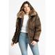 Tokyo Laundry Womens Hooded Padded Jacket With Faux Fur Trim Collar - Khaki Nylon - Size 8 UK | Tokyo Laundry Sale | Discount Designer Brands