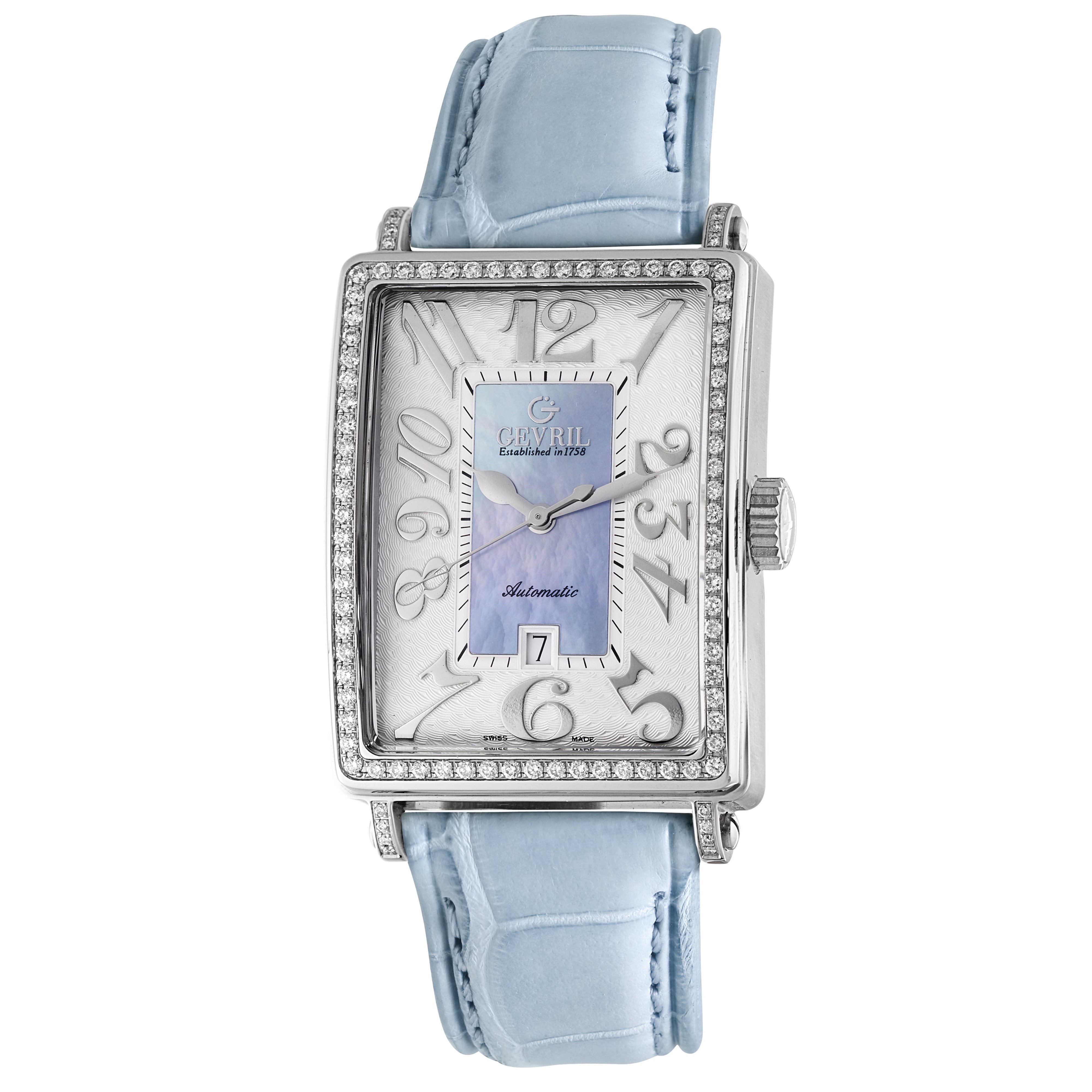Gevril Womens 6207NL Glamour Automatic Blue Diamond Watch - One Size | Gevril Sale | Discount Designer Brands