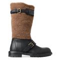 Dolce & Gabbana Mens Black Leather Brown Shearling Boots - Size EU 43 | Dolce & Gabbana Sale | Discount Designer Brands