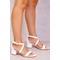 Where's That From Womens 'Amber' Strappy Mid High Block Heels Peep Toe - White - Size UK 3 | Where's That From Sale | Discount Designer Brands