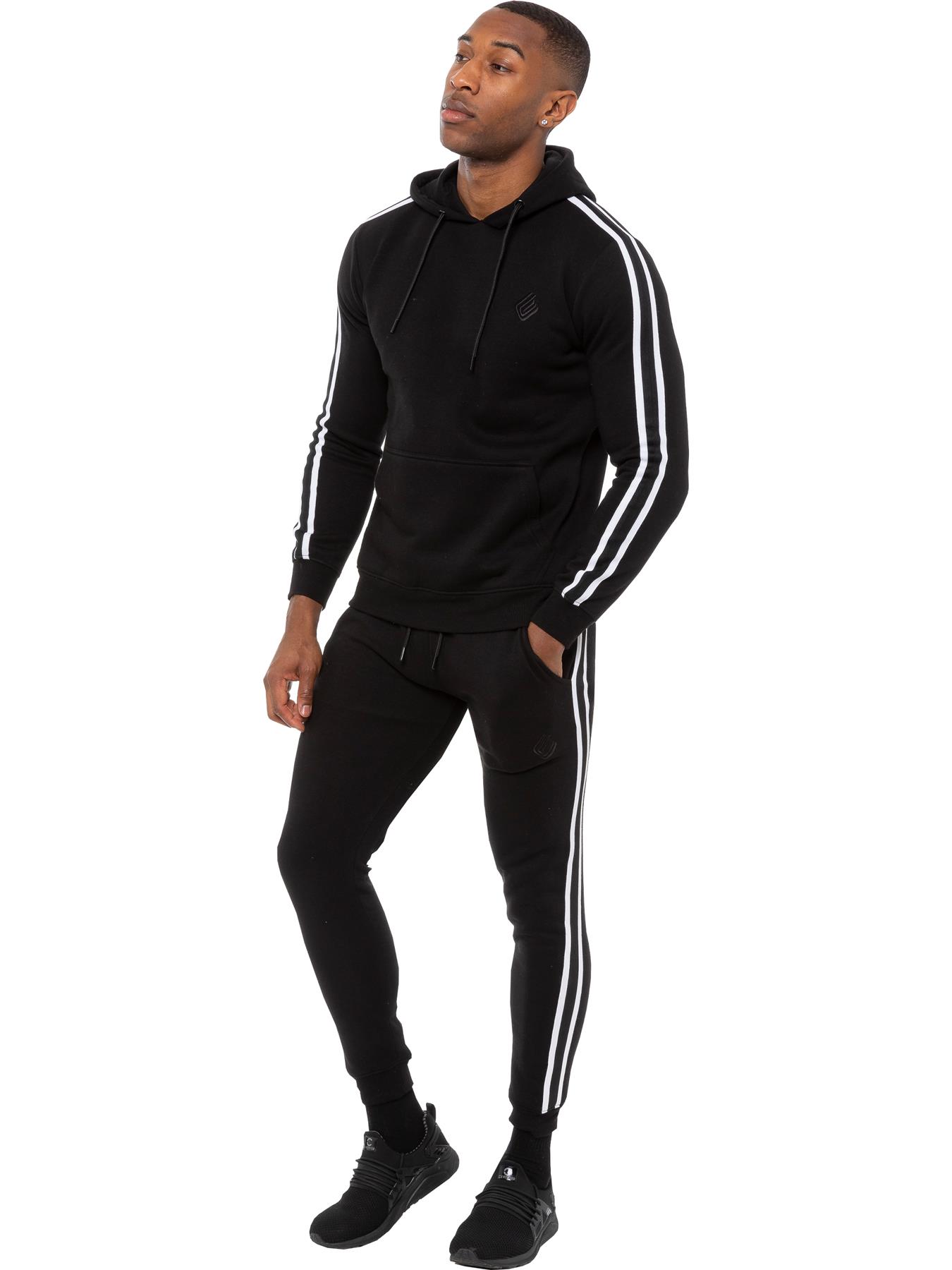 Enzo | Mens Pullover Tape Hoodie Tracksuit Set - Black Cotton - Size 2XL | Enzo Sale | Discount Designer Brands
