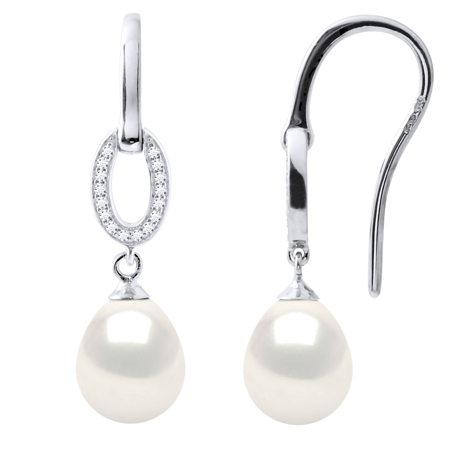 Diadema Womens Earrings Hooks Freshwater Pearls 8-9mm White Pears Jewelery 925 Silver - One Size | Diadema Sale | Discount Designer Brands
