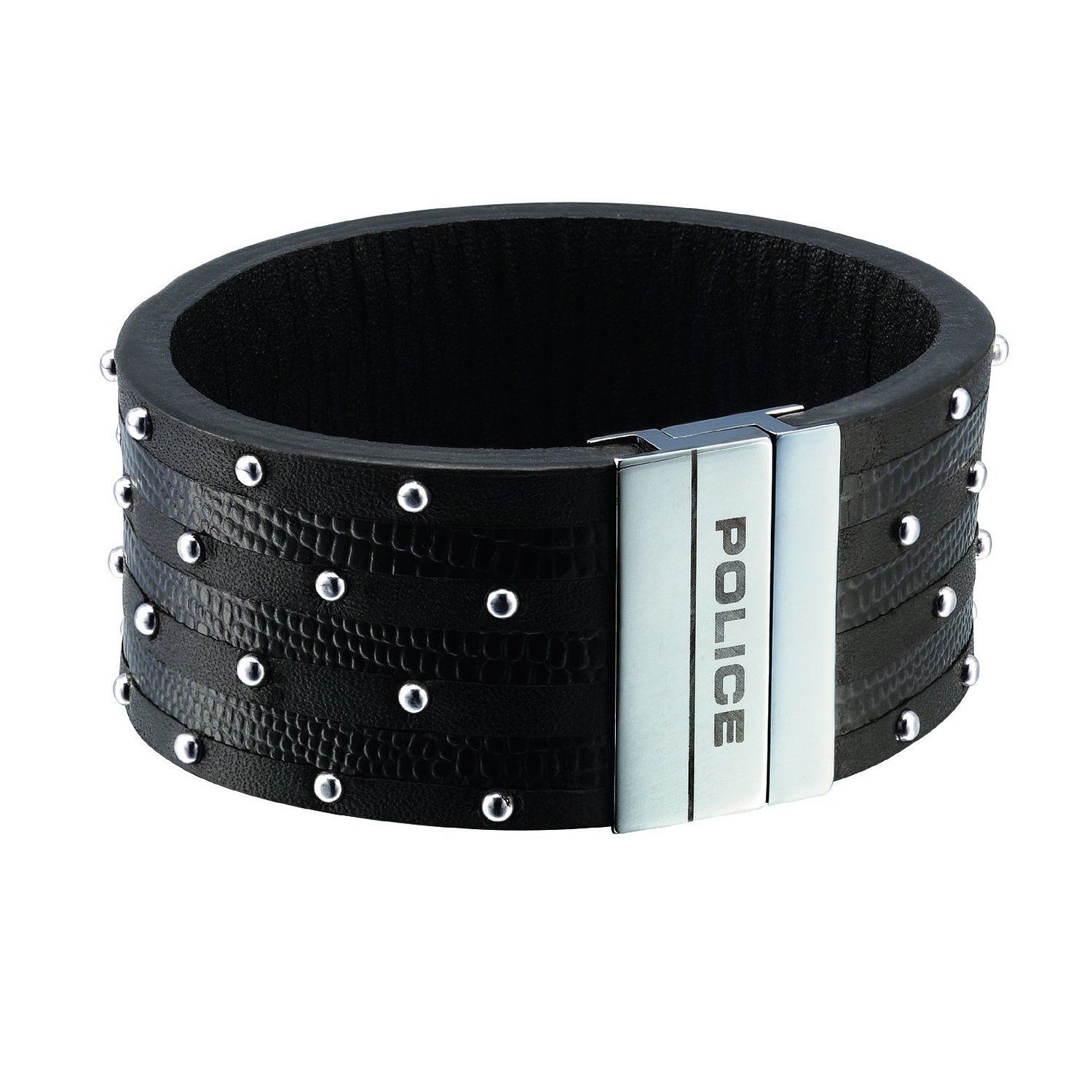 Police Unisex : "avenger" Black Leather Watch - Silver - One Size | Police Sale | Discount Designer Brands