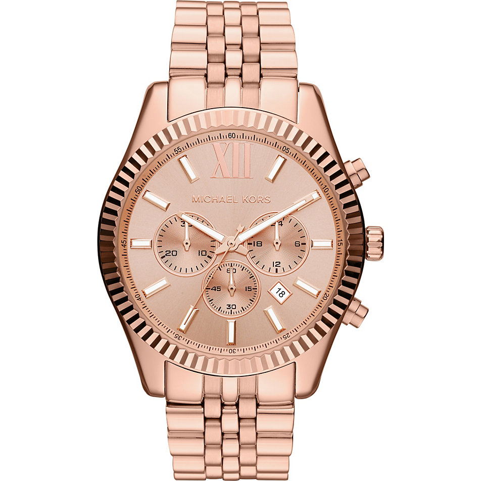 Michael Kors Womens Mens' Lexington Watch MK8319 - Black & Rose Gold Metal - One Size | Michael Kors Sale | Discount Designer Brands